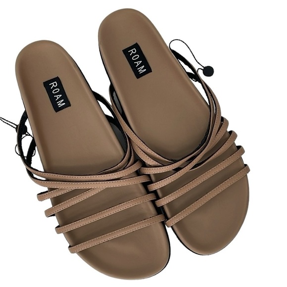 Roam Sandals Women's 11 Brown Faux Leather Strappy Shoes NWT - Picture 1 of 14